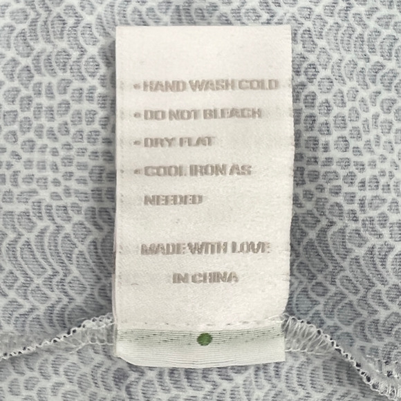 Elle Kai Blue Print Collared 3/4 Sleeve Belted Knee Length Sheath Size Small - Picture 11 of 12